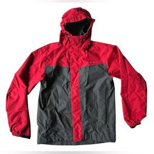 GRUNDÉNS MENS RED GREY WINTER HOODED WINDBREAKER JACKET MEDIUM MENS